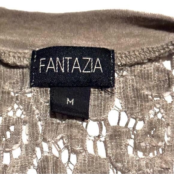 Fantazia Lace Neutral Taupe Sleeveless Top Women's M Medium - Picture 2 of 8